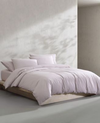 Washed Percale Cotton Solid 3 Piece Duvet Cover Set, King