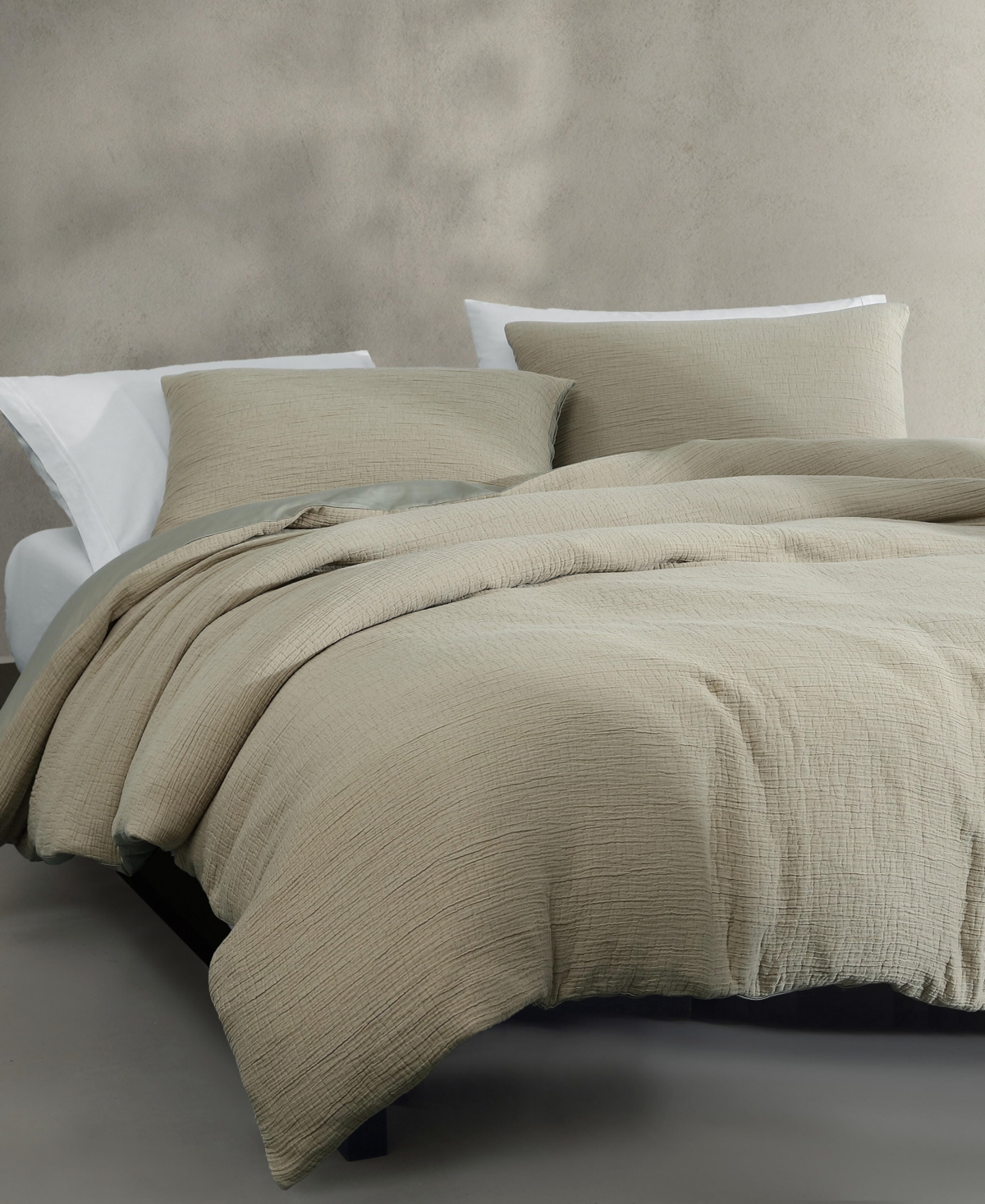Calvin Klein Washed Percale Cotton Solid 3 Piece Duvet Cover Set