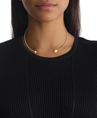 Gold-Tone Stainless Steel Sculptural Bubbles Sculptural Collar Necklace, 15-1/5"  