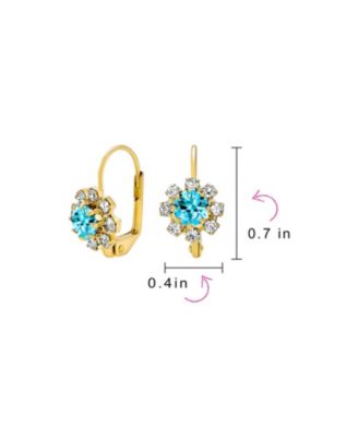 Floral Crystal Drop Pink Flower Earrings Gold Plated Lever Back