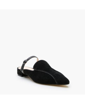 Women's Black Suede Twiggy Customizable Pointed Loafer Slides