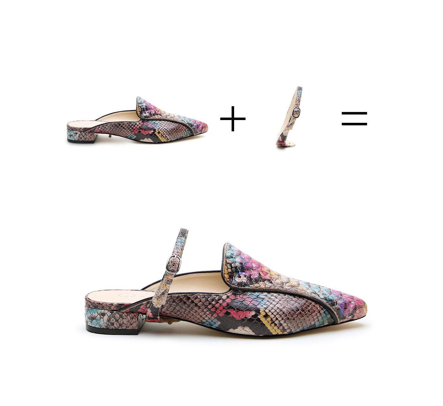 Женские сандалии Alterre Painted Snake Twiggy Customizable Pointed Loafer, цвет: Змеиный — фото 5
