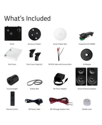 Elite HiFi Turntable and Powered Bookshelf Speaker Bundle with Integrated Amplifier and Audio Technica Cartridge