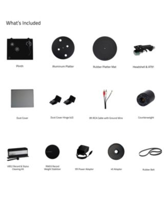 RT81 High Fidelity Turntable with AT95E Cartridge, Belt Drive, Built-in Preamp, Record Weight & Cleaning Kit