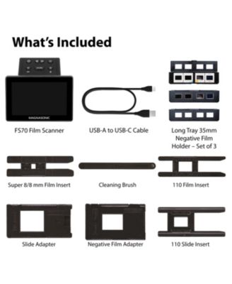 25MP Film Scanner with Large 5" Display & HDMI, Long Tray Slide Film Holders