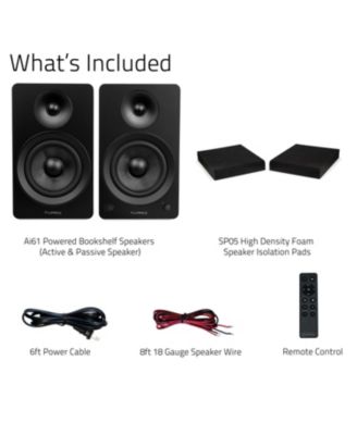 Ai61 Powered 120W Stereo Bookshelf Speakers + Acoustic Foam Isolation Pads