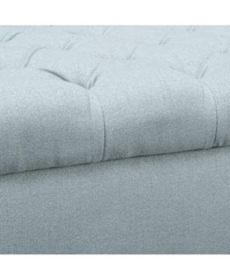 Tufted Storage Ottoman Bench with Button-Tufted, Soft-Close Hinges for Seating and Storage