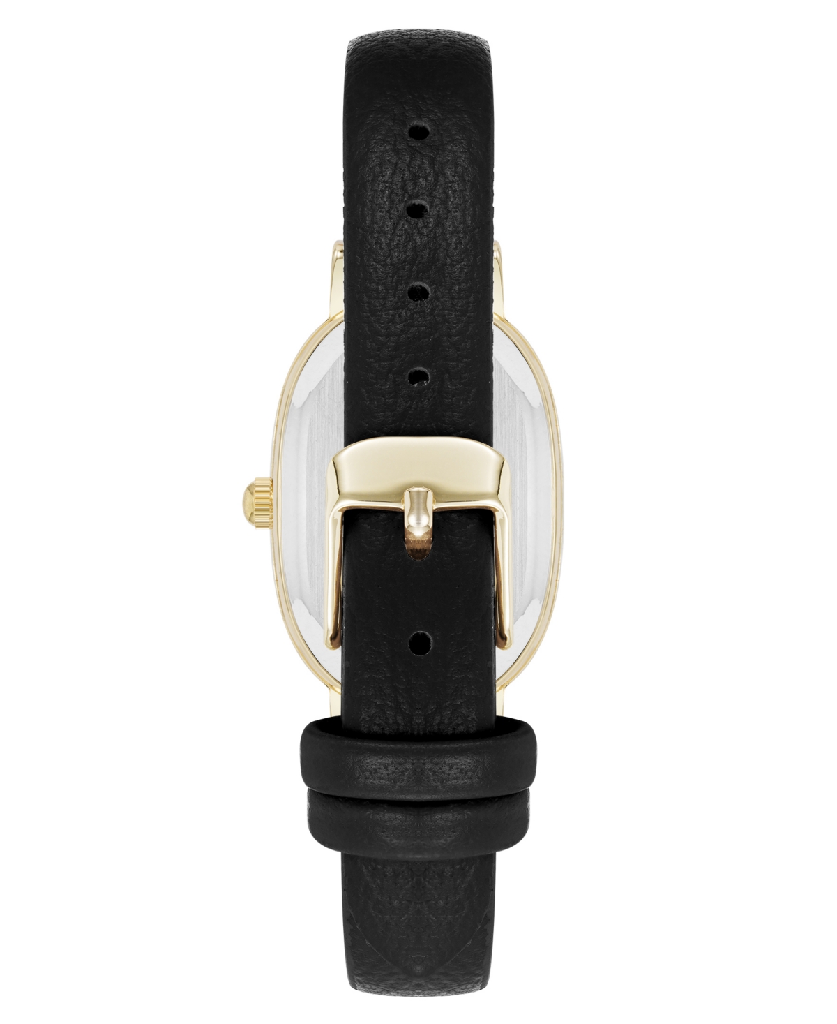 Shop Anne Klein Women's Quartz Oval Black Polyurethane Leather And Gold-tone Metal Alloy Watch, 23mm In Black,gold-tone