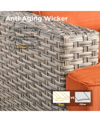 13 Piece Outdoor Patio Furniture Sets with Fire Pit Table,All Weather Wicker Sectional Sofa with Extra Deep Patio Swivel Chairs and Solar Powered Coffee Table for Porch,Garden,Backyard