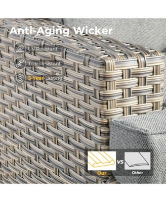 13 Piece Outdoor Patio Furniture Sets with Fire Pit Table,All Weather Wicker Sectional Sofa with Extra Deep Patio Swivel Chairs and Solar Powered Coffee Table for Porch,Garden,Backyard