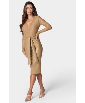 Women's Faux Leather Skirt Dress