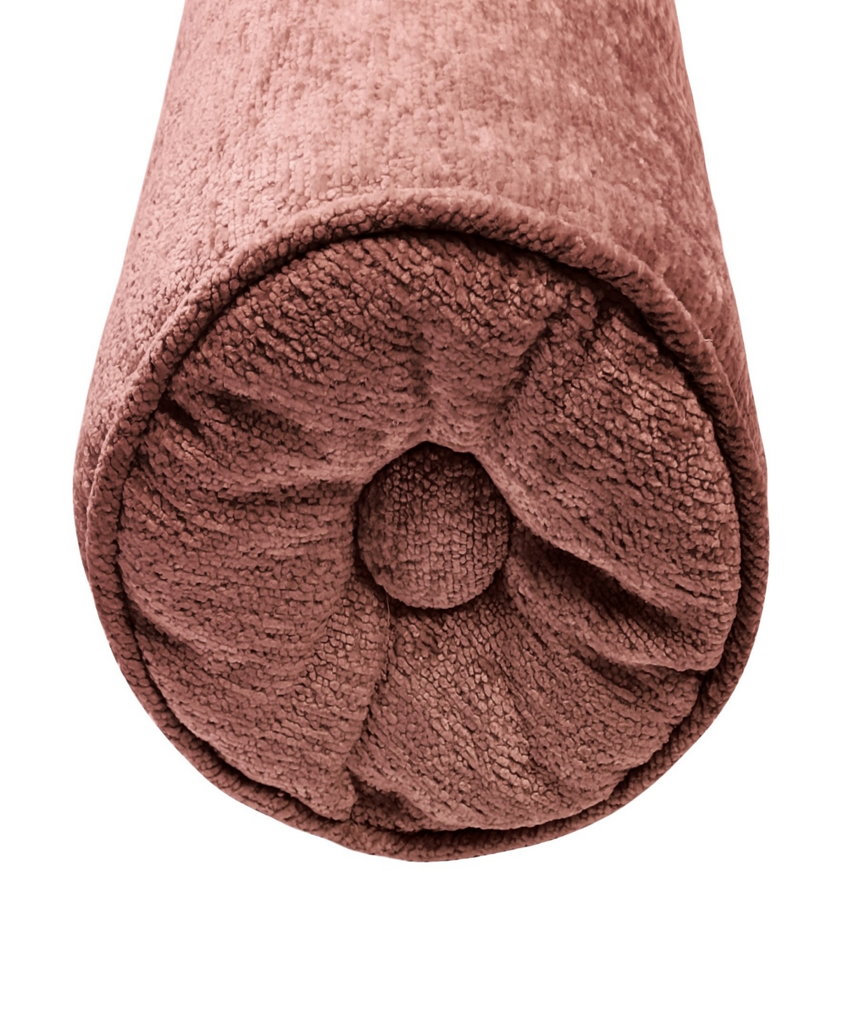 Ediehome Delmonico Chenille Lumbar Neck Roll Decorative Pillow, 7"x18" In Pink