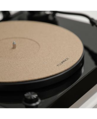 Cork Platter Mat and 760g Steel LP Stabilizer Turntable Accessory with Rubber Coating and Velvet Pad