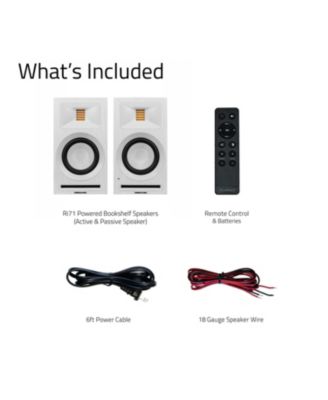 Ri71 Reference Stereo Powered Bookshelf Speakers with High Performance AMT Tweeters, 5" Drivers, 120W Amplifier for Music, Turntable, TV, PC - HDMI, Bluetooth, RCA & Subwoofer Out