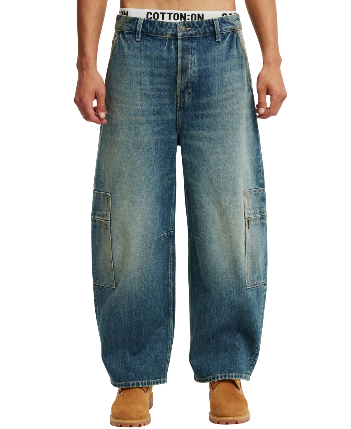 Shop Cotton On Men's Baggy Balloon Jeans In Cargo Preacher Blue