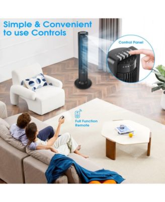 115° Oscillating Modern Tower Fan for Bedroom, 43'' Standing Fan with Remote, 7.5H Timer, 28dB Ultra Quiet Cooling Floor Fan for Home, Office or Bedroom, 3 Speeds & 3 Modes Black Fan