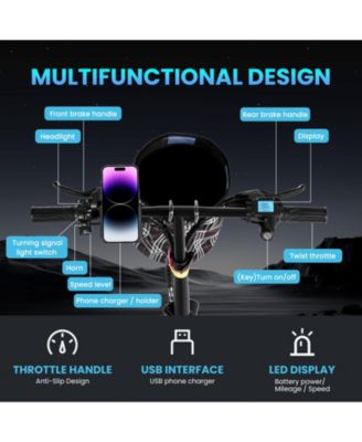 Foldable Electric Bicycle, 500W Peak Motor 45 Miles 80KM MAX  Range,  Upgraded E-bike with Front Basket, Phone Holder and Digital Display