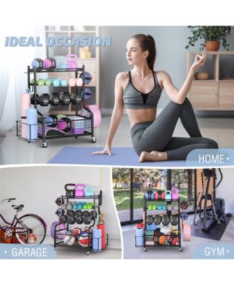 LTMATE Global Inc. Dumbbell Rack, Weight Rack for Dumbbells, Home Gym Storage for Dumbbells Kettlebells Yoga Mat and Balls