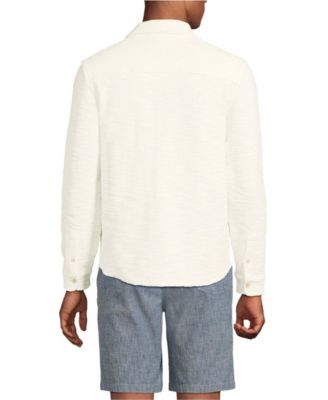 Men's Long Sleeve Knit Boucle Button Through Shirt