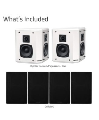 Elite High Definition 2-Way Bipolar Surround Speakers for Wide Dispersion Surround Sound