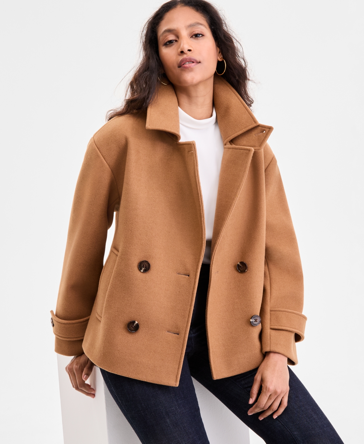 Michael Kors Michael  Women's Double-breasted Coat, Exclusively At Macy's In Brown
