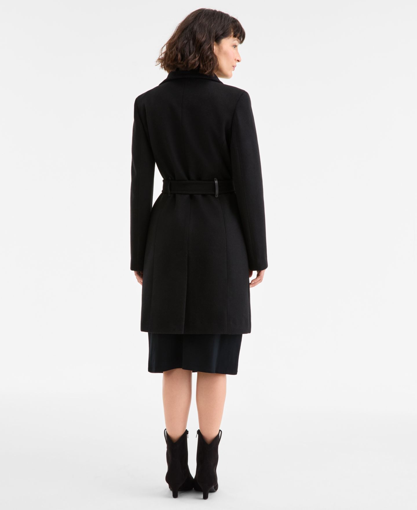 Женское пальто DKNY Asymmetric Front-Zip Belted, цвет: Чёрный — фото 2