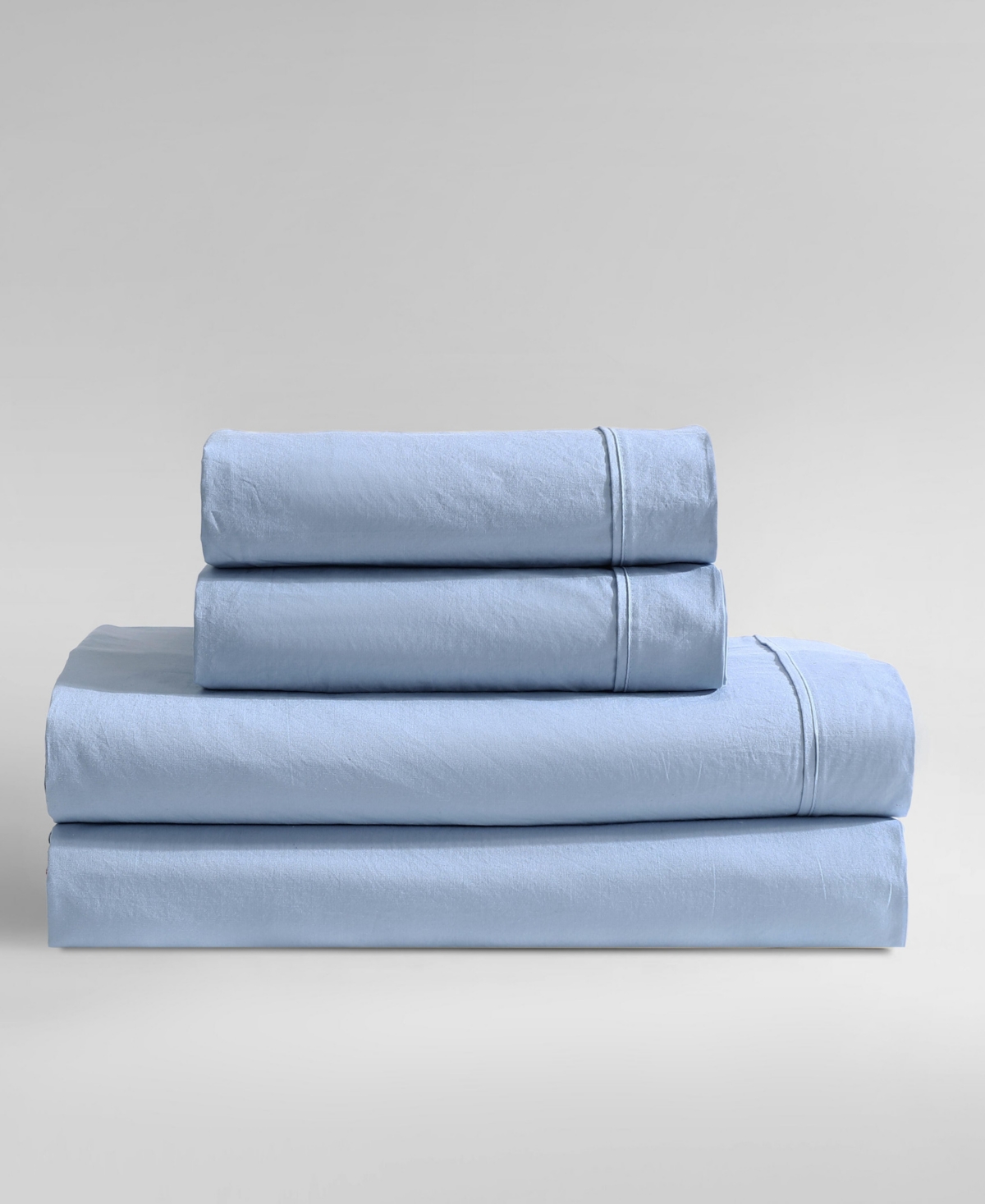 Calvin Klein Washed 400-thread Count Cotton Percale 4-pc. Sheet Set, Full In Blue