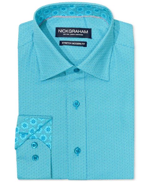 Мужская рубашка Nick Graham Kaleidoscope Star Dress Shirt, цвет: Аквамариновый