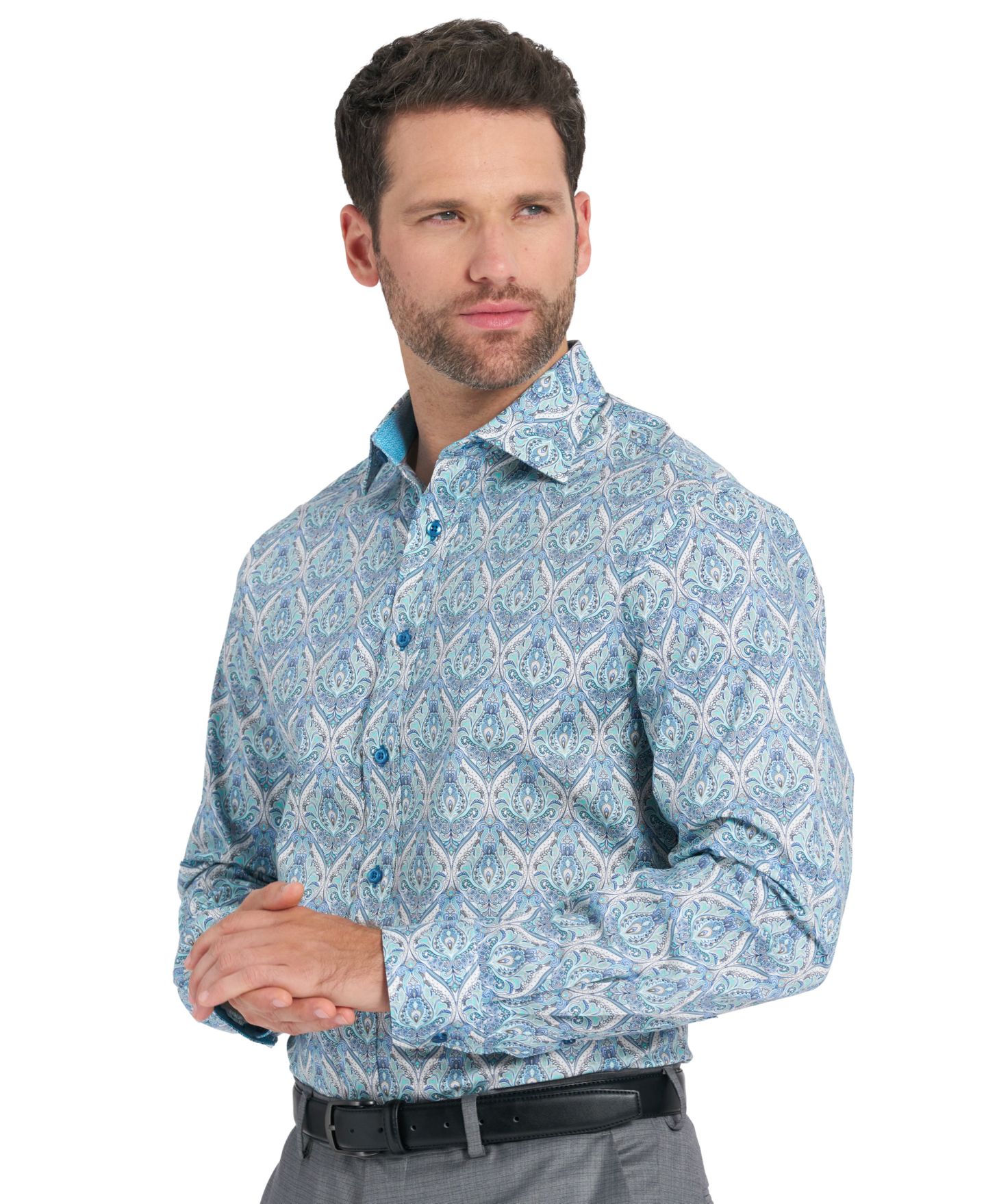 Мужская рубашка Nick Graham Royal Paisley Dress Shirt, цвет: Синий — фото 3