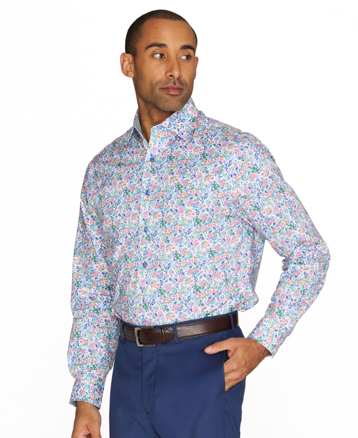 Мужская рубашка Nick Graham Botanical Floral Dress Shirt, цвет: Оранжевый — фото 3
