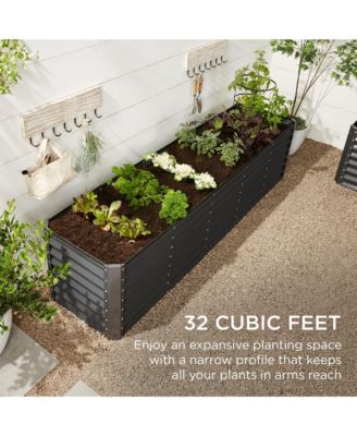 8x2x2ft Outdoor Metal Raised Garden Bed, Planter Box for Vegetables, Flowers, Herbs