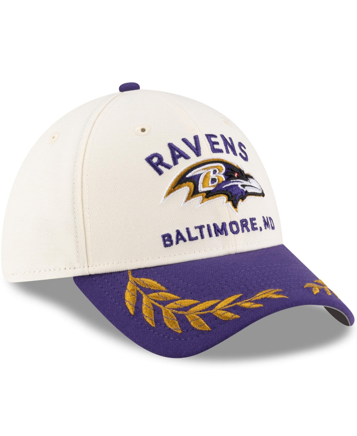 New Era Men's Cream/purple Baltimore Ravens 2025 Nfl Draft 39thirty Flex Hat In Cream,purple