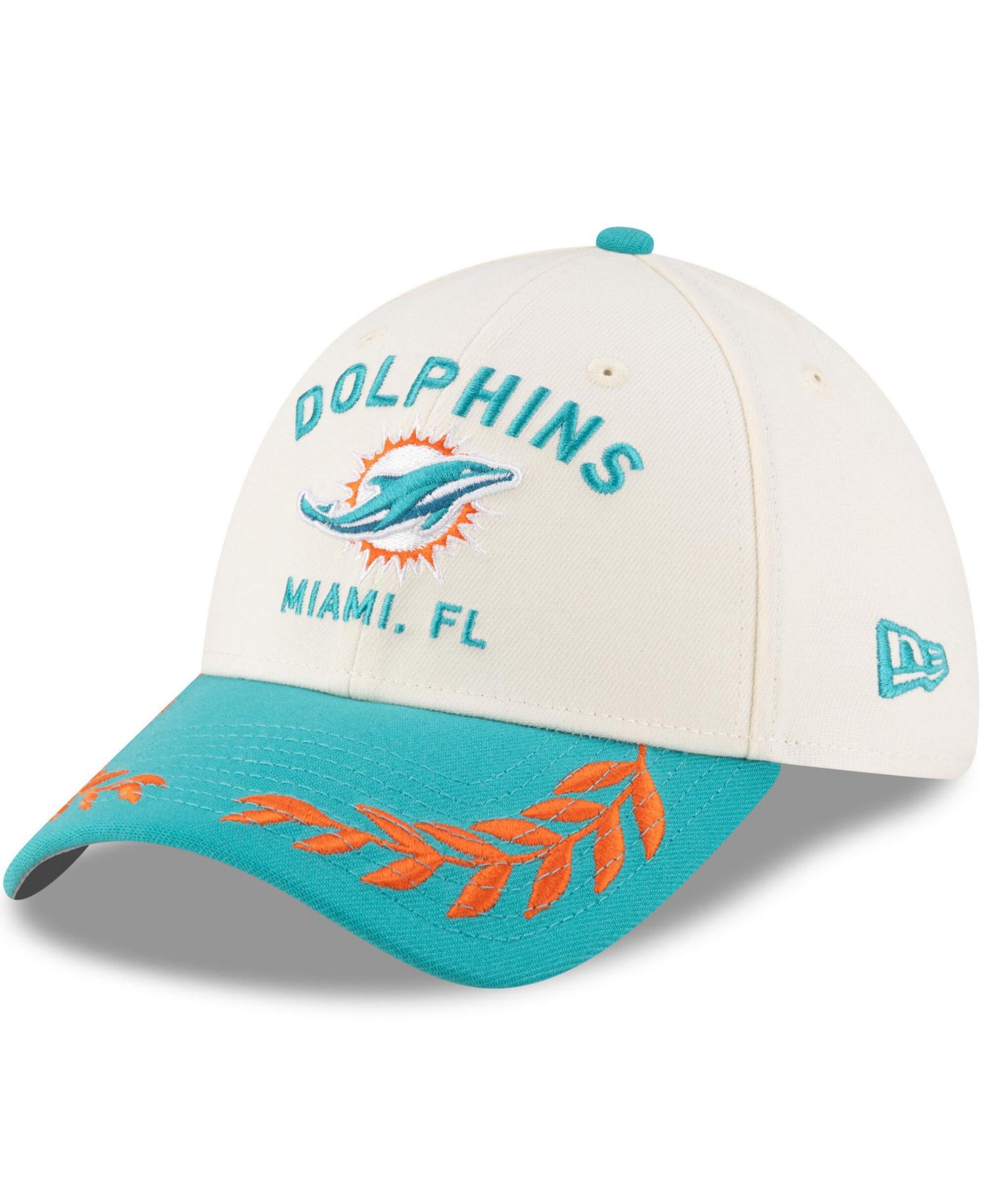 Men's Cream/Aqua Miami Dolphins 2025 NFL Draft 39THIRTY Flex Hat