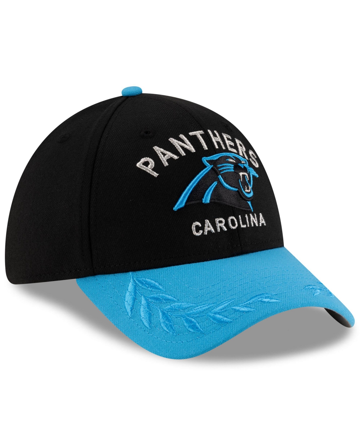 Shop New Era Men's Black/blue Carolina Panthers 2025 Nfl Draft 39thirty Flex Hat In Black,blue