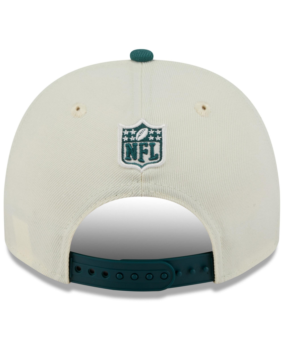 NEW ERA MEN'S CREAM/GREEN PHILADELPHIA EAGLES 2025 NFL DRAFT A-FRAME 9FIFTY SNAPBACK HAT 