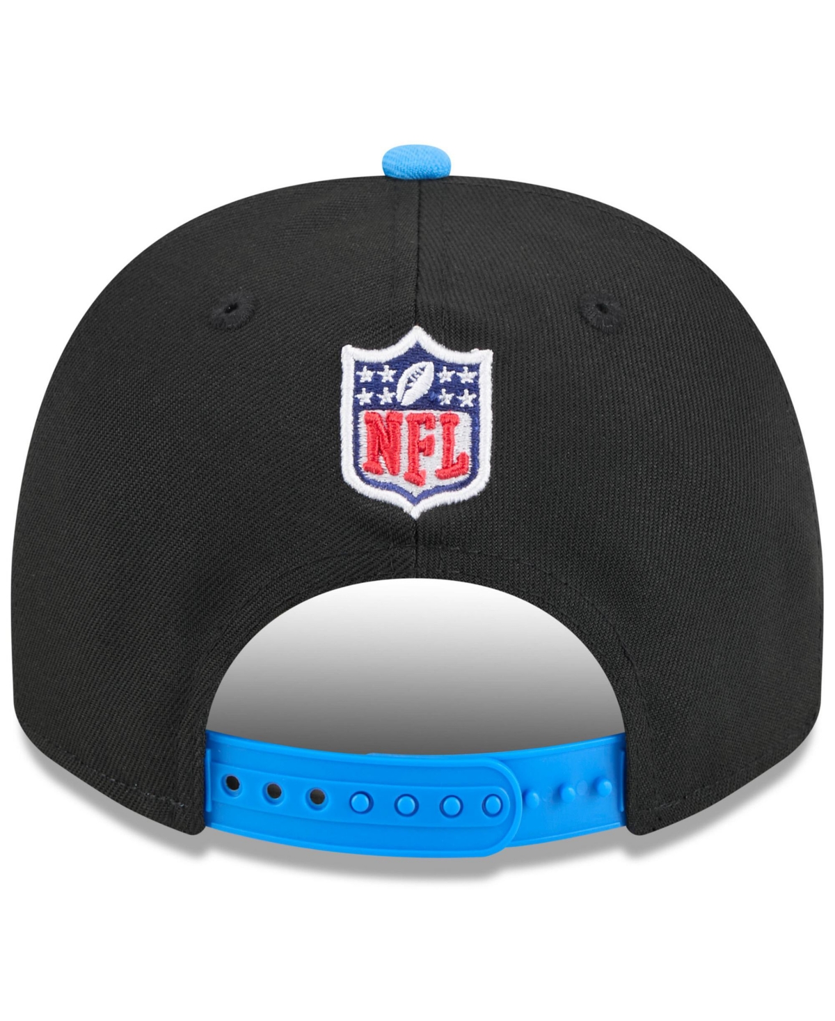 NEW ERA MEN'S BLACK/POWDER BLUE LOS ANGELES CHARGERS 2025 NFL DRAFT A-FRAME 9FIFTY SNAPBACK HAT 