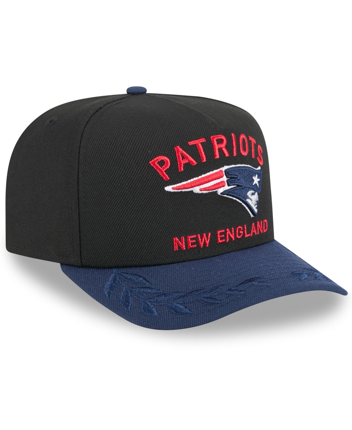 NEW ERA MEN'S BLACK/NAVY NEW ENGLAND PATRIOTS 2025 NFL DRAFT A-FRAME 9FIFTY SNAPBACK HAT 