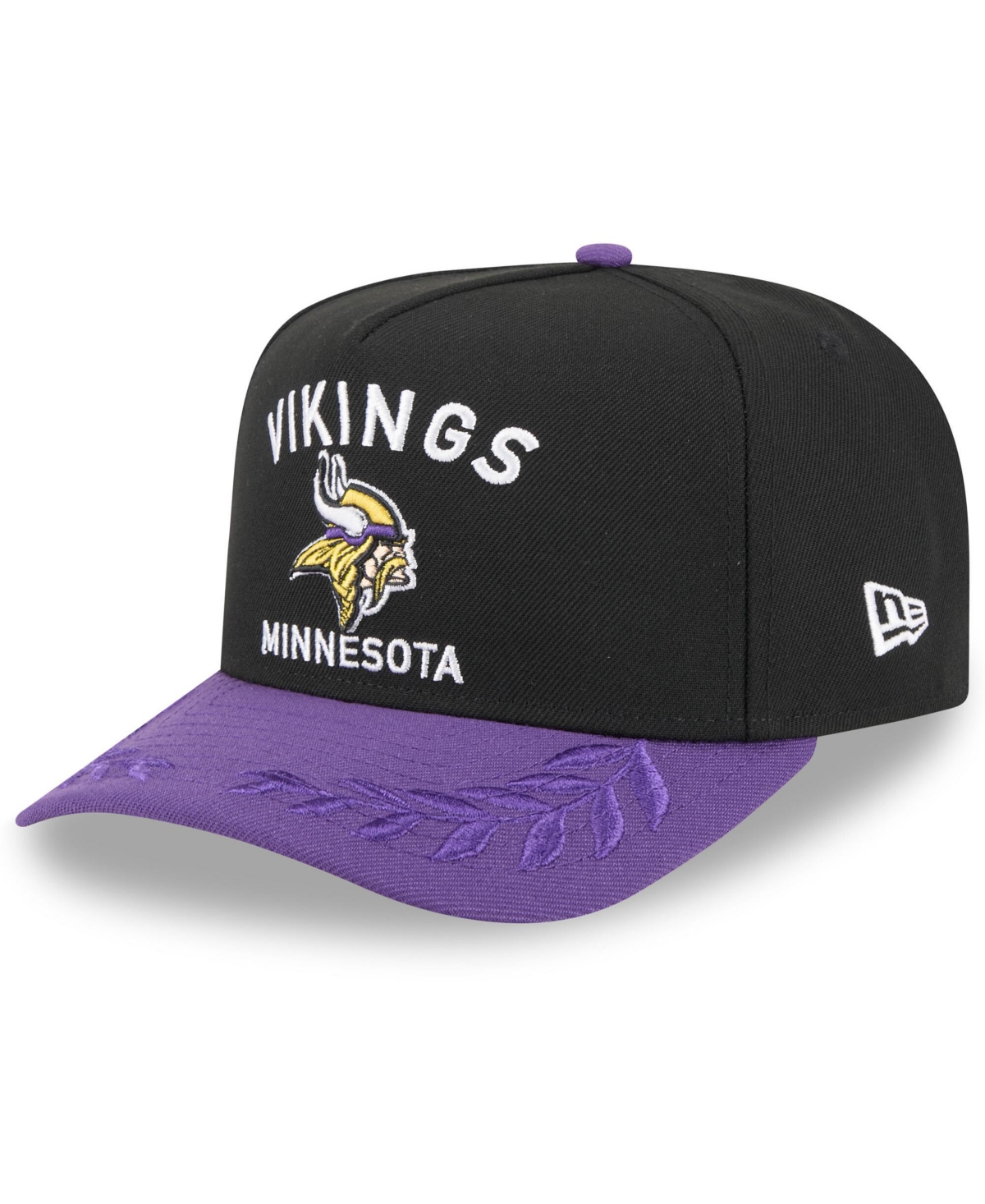 NEW ERA MEN'S BLACK/PURPLE MINNESOTA VIKINGS 2025 NFL DRAFT A-FRAME 9FIFTY SNAPBACK HAT 