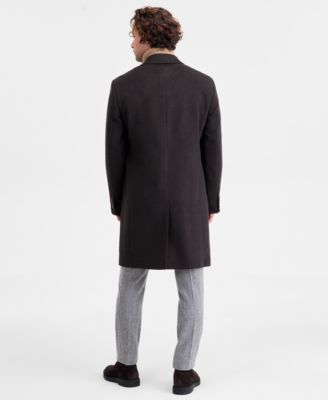 Men's Classic-Fit Wool Blend Herringbone Overcoat