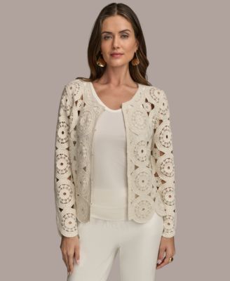 Donna Karan New York - Women's Crochet Cotton Blend Cardigan