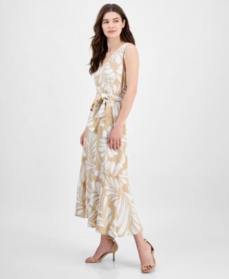 Women's Printed Open-Back Midi Dress