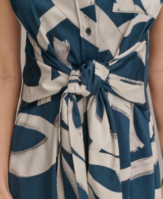 【Donna Karan New York】Printed Tie-Front Dress Donna Karan New York Women's Printed Tie-Front Dress