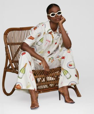 Women's Printed High-Rise Wide-Leg Pants