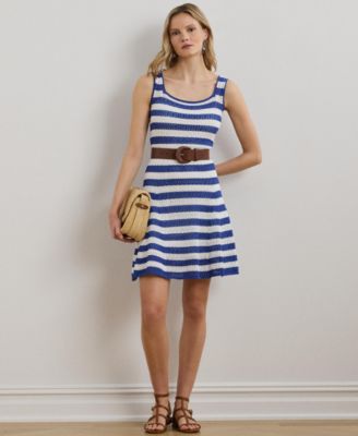 Lauren Ralph Lauren - Women's Striped Pointelle-Knit Sweater Dress