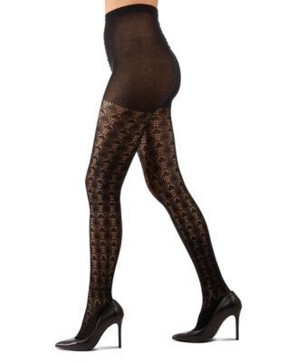 Women's Textured Cotton Rich inverted Crochet Fashion Tights MTF08952