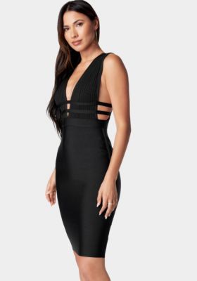 Women's Plunge Neck Bandage Dress