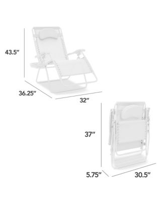 Oversized Zero Gravity Chair, Folding Outdoor Patio Recliner w/ Cup Holder