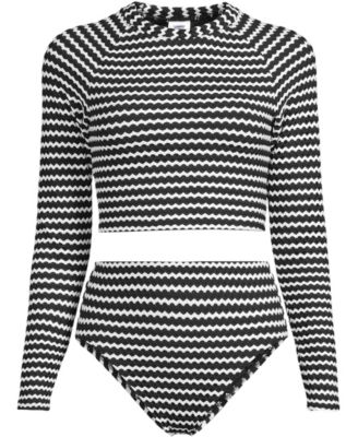 Women's Crochet Long Sleeve Bikini Top and High Waisted Bottoms Swimsuit Set