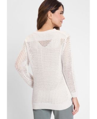 Women's Open Knit Sparkle Pullover