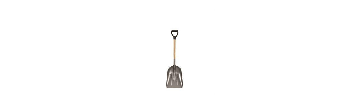 Bon 84-700 Scoop Shovel - Aluminum 14-1/2-inch X 17-3/4-inch - 29-inch D Wood Handle - Grey